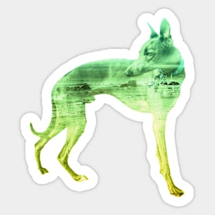 Green & Yellow Waves Whippet Sticker